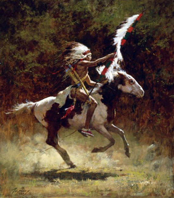 Howard Terpning - Staff Flag Carrier - Limited Edition Lithograph