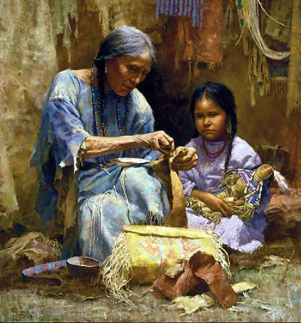 Howard Terpning - Teachings of My Grandmother - Limited Edition Lithograph on Canvas
