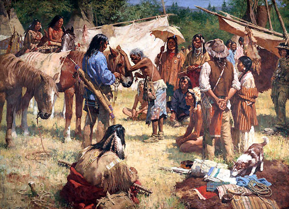 Howard Terpning - The Horse Doctor And His Medicine Bag At Rendezvous - Limited Edition Museum Edition on Canvas
