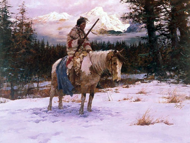 Howard Terpning - The Lonely Sentinel - Limited Edition Lithograph on Canvas