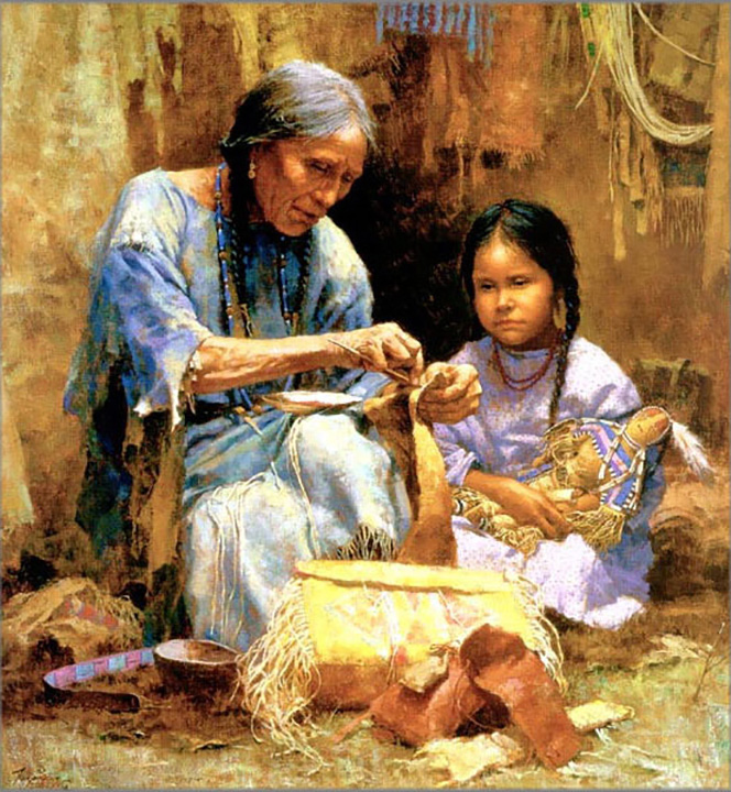 Howard Terpning - The Teachings of My Grandmother - Limited Edition Giclee on Canvas