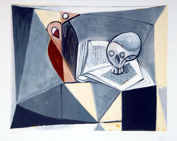 Pablo Picasso - Tete de mort et Livre - Limited Edition Lithograph