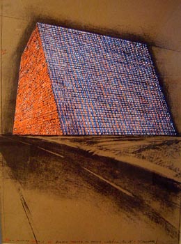 Javacheff Christo - Texas Mastaba Project - Limited Edition Lithograph with Collage