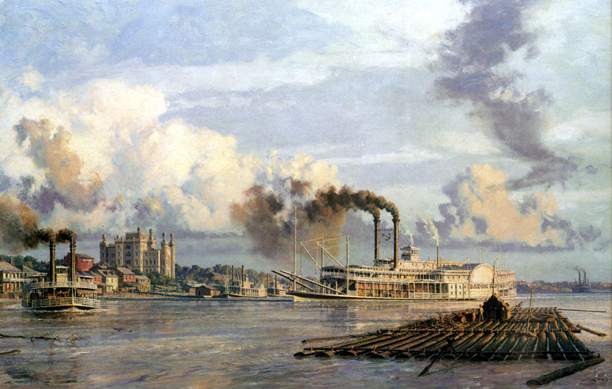 John Stobart - Baton Rouge The Anchor Line Steam Packet City of Baton Rouge Arriving in 1881 - Limited Edition Lithograph