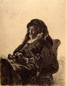 Rembrandt - The Artist's Mother Seated in Widow's Dress - Limited Edition Etching