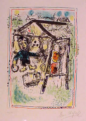 Marc Chagall - The Artist at the Village I - Limited Edition Lithograph