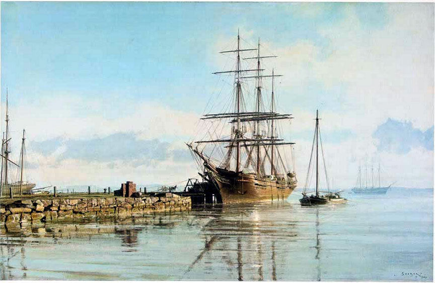 John Stobart - Boston The Bark W. B. Flint at East Boston - Limited Edition Lithograph