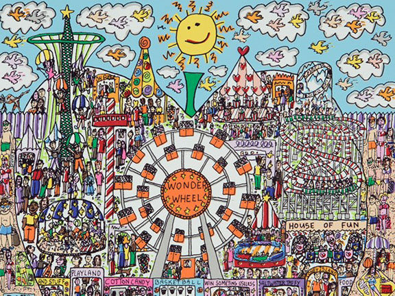 James Rizzi - The Big Apple Is Big On Coney Island - 3-D Limited Edition Serigraph