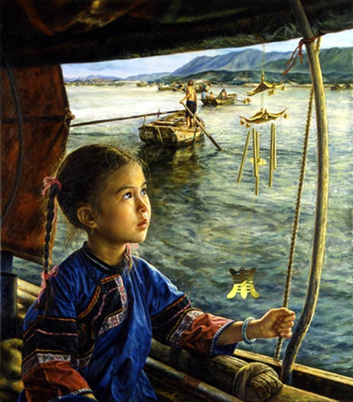 Wai Ming - The Bright Eyes And The Wind Chime - Limited Edition Lithograph