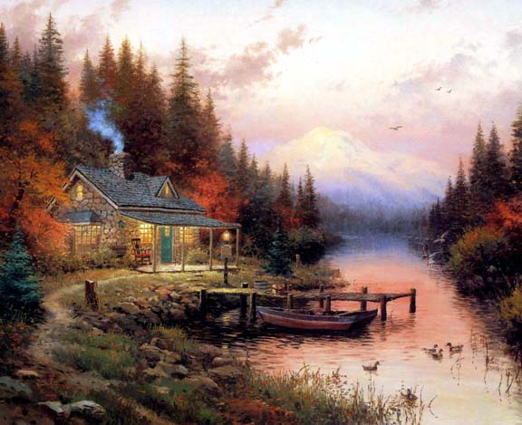 Thomas Kinkade - The End of a Perfect Day I - Limited Edition Offset Lithograph on Canvas