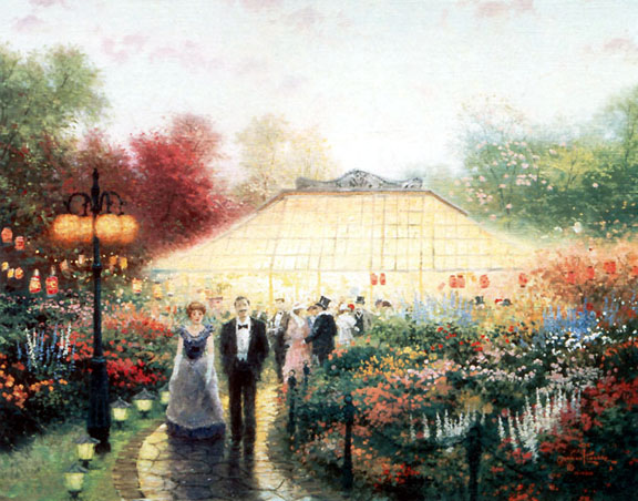 Thomas Kinkade - The Garden Party - A Gala Evening at the Greenhouse - Limited Edition Offset Lithograph on Canvas