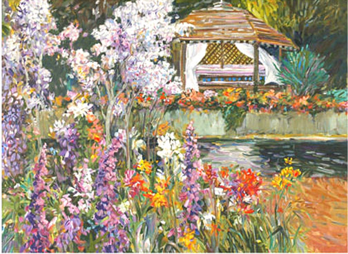 Henri Plisson - The Gazebo - Limited Edition Serigraph on Canvas