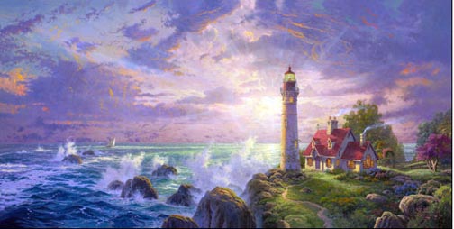 Thomas Kinkade - The Guiding Light - Limited Edition Offset Lithograph on Canvas