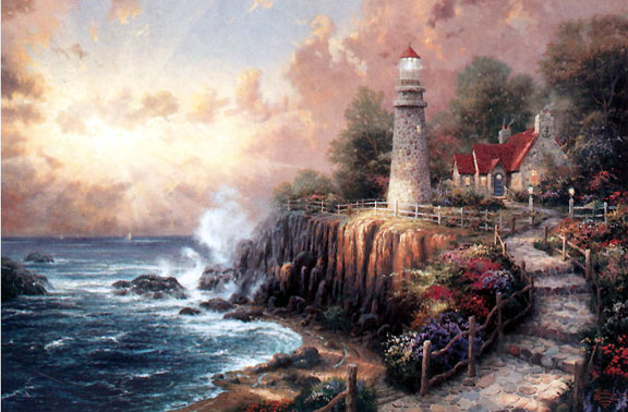 Thomas Kinkade - The Light of Peace Seaside Memories III - Limited Edition Offset Lithograph on Canvas