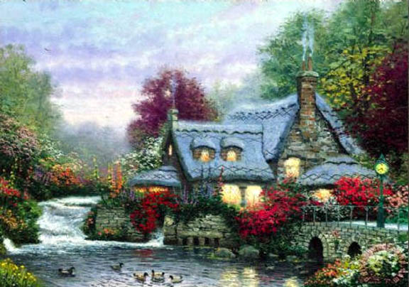 Thomas Kinkade - The Miller's Cottage, Thomashire - Limited Edition Offset Lithograph on Canvas