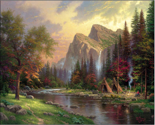 Thomas Kinkade - The Mountains declare his glory - Limited Edition Offset Lithograph on Canvas