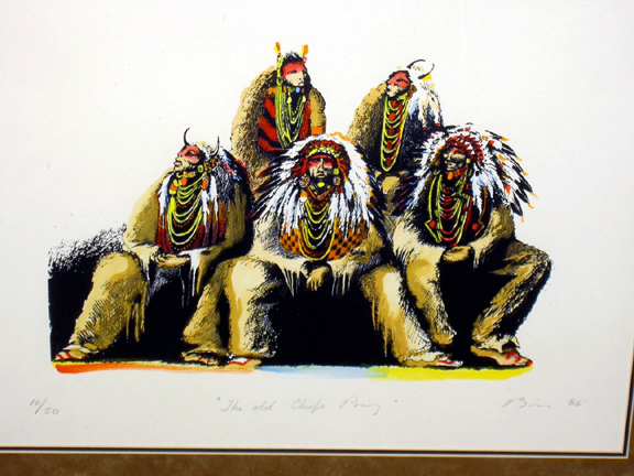 Earl Biss - The Old Chiefs Posing - Limited Edition Lithograph
