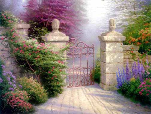 Thomas Kinkade - The Open Gate The Open Gate - Limited Edition Offset Lithograph on Canvas
