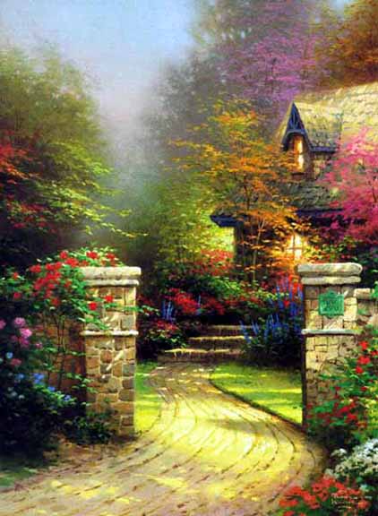 Thomas Kinkade - The Rose Gate - Limited Edition Offset Lithograph on Canvas