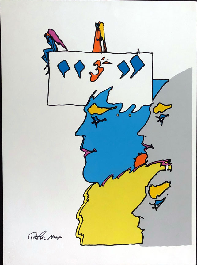 Peter Max - The Thought Of God - Original Painting - Mixed Media with hand over painting 
