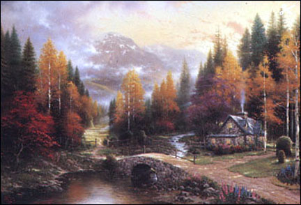 Thomas Kinkade - The Valley of Peace Beginning of a Perfect Day II - Limited Edition Offset Lithograph on Canvas