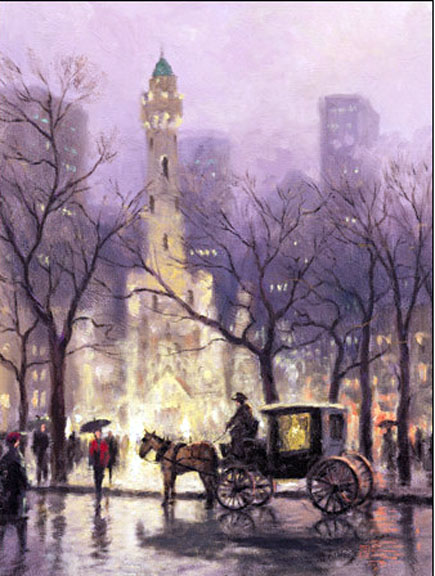 Thomas Kinkade - The Water Tower, Chicago Seaside Village I - Limited Edition Offset Lithograph on Canvas