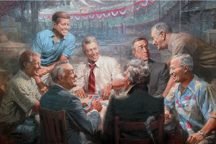 Andy Thomas - True Blues Democrats Playing Poker - Limited Edition Giclee on Canvas