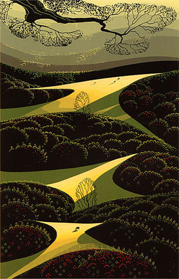 Eyvind Earle - Three Little Fields - Limited Edition Serigraph