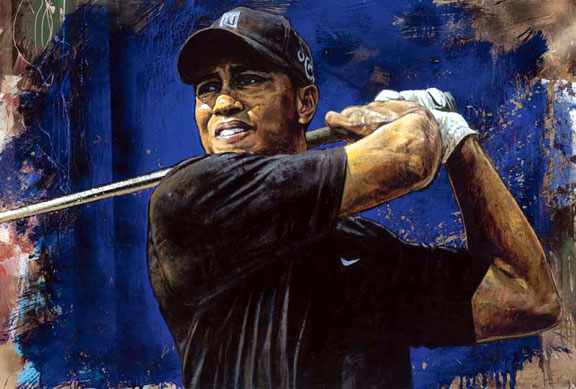 Stephen Holland - Tiger Woods - Blue Hawaii - Limited Edition Giclee on Canvas