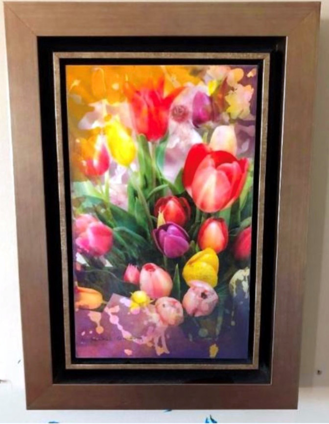 Yankel Ginzburg - Tulips Galore - Original Painting - Acrylic on Panel