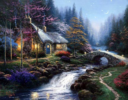 Thomas Kinkade - Twilight Cottage Cottages of Light II - Limited Edition Offset Lithograph