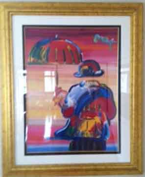 Peter Max - Umbrella Man - Original Mixed Media / Acrylic / Color Lithography