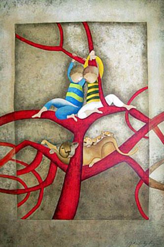 Graciela Rodo Boulanger - Un Puma Pour Josquin and Mathieu - Limited Edition Lithograph