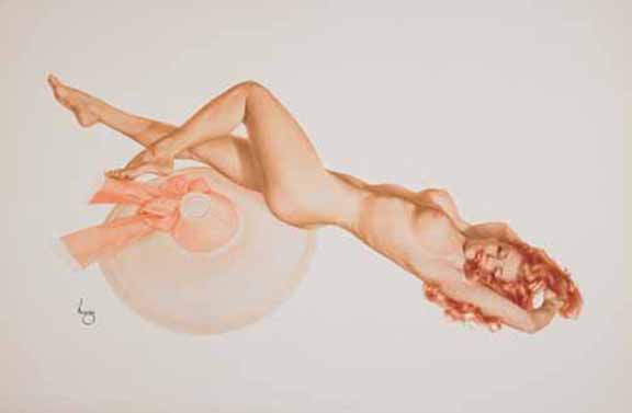 Alberto Vargas - Legacy Nude #2 - Pink Hat - Limited Edition Lithograph