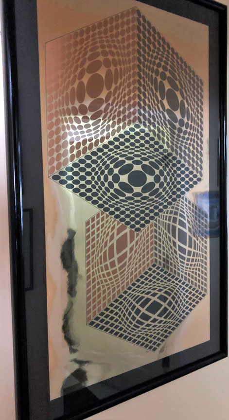 Victor Vasarely - Unknown Title - Limited Edition Serigraph on Gold Foil Paper