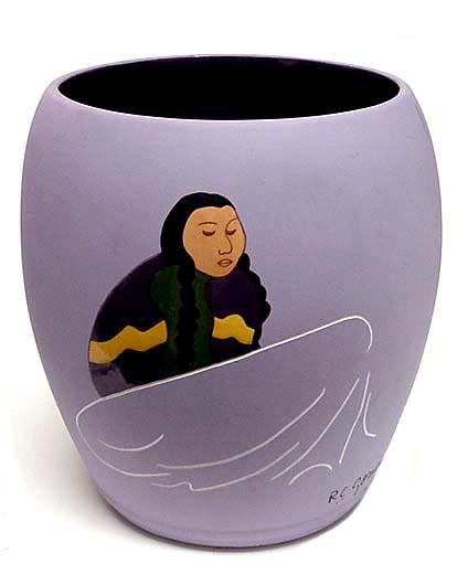 RC Gorman - Navajo Cousins - Limited Edition Hand Cast Ceramic Vase