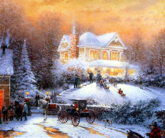 Thomas Kinkade - Victorian Christmas II - Limited Edition Offset Lithograph on Canvas
