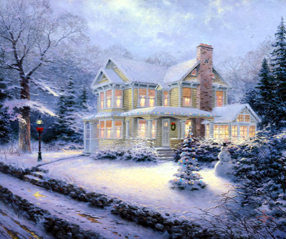 Thomas Kinkade - Victorian Christmas III - Limited Edition Offset Lithograph on Canvas