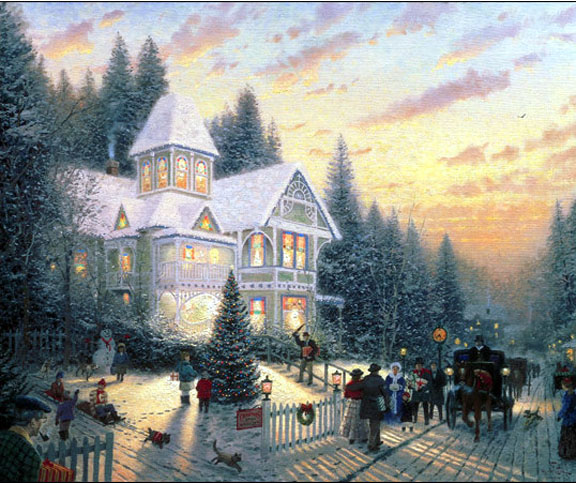 Thomas Kinkade - Victorian Christmas - Limited Edition Offset Lithograph on Canvas