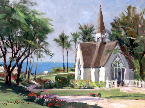 Thomas Kinkade - Wailea Chapel - Limited Edition Offset Lithograph on Canvas