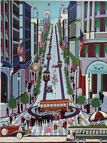 Nobuo Nicky Watanabe - Powell Street Cable Car - Limited Edition Serigraph
