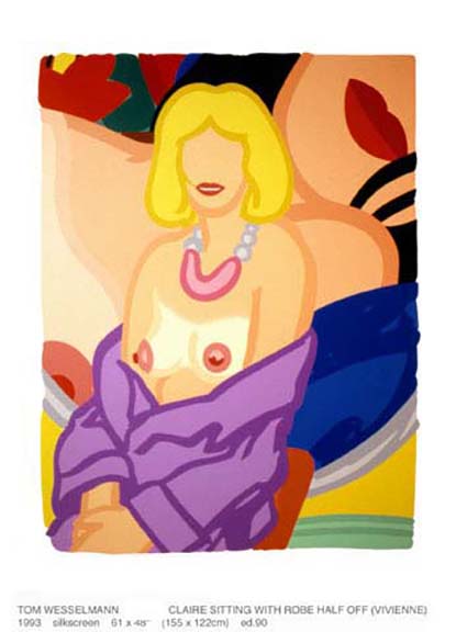 Tom Wesselmann - Claire Sitting With Robe Half Off (Vivienne) - Limited Edition Silkscreen