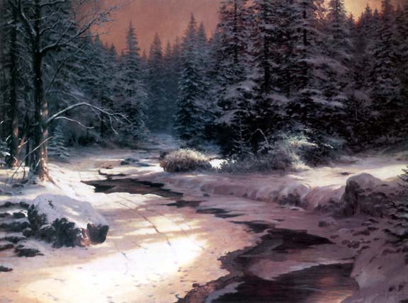 Thomas Kinkade - Winter's End - Limited Edition Offset Lithograph on Canvas