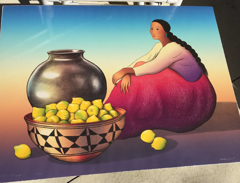 RC Gorman - Woman with Lemons - Limited Edition Lithograph