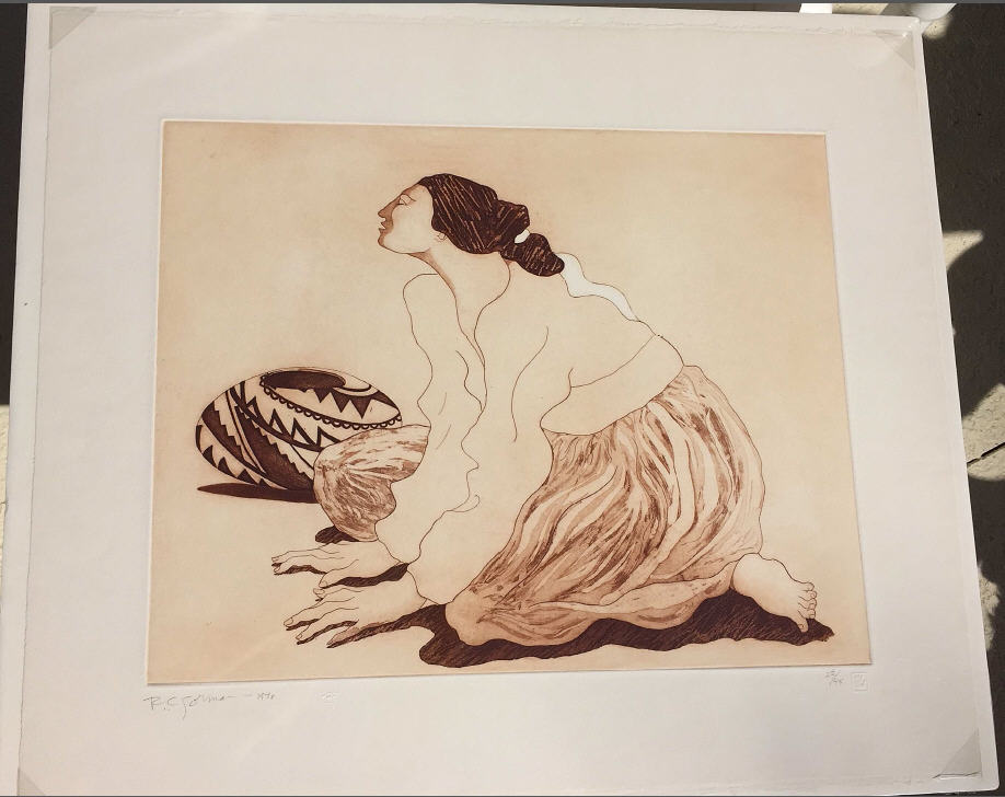 RC Gorman - Woman with Pot, State II - Limited Edition Lithograph