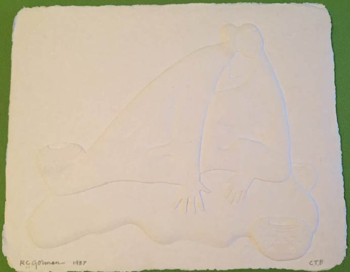RC Gorman - Woman with Pottery - Limited Edition Cast Paper