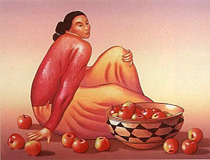 RC Gorman - Woman with Apples - Limited Edition Lithograph