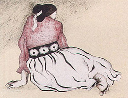 RC Gorman - Woman With Concho, State III - Limited Edition Lithograph