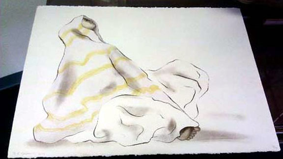 RC Gorman - Woman with Pink Shawl - Limited Edition Lithograph