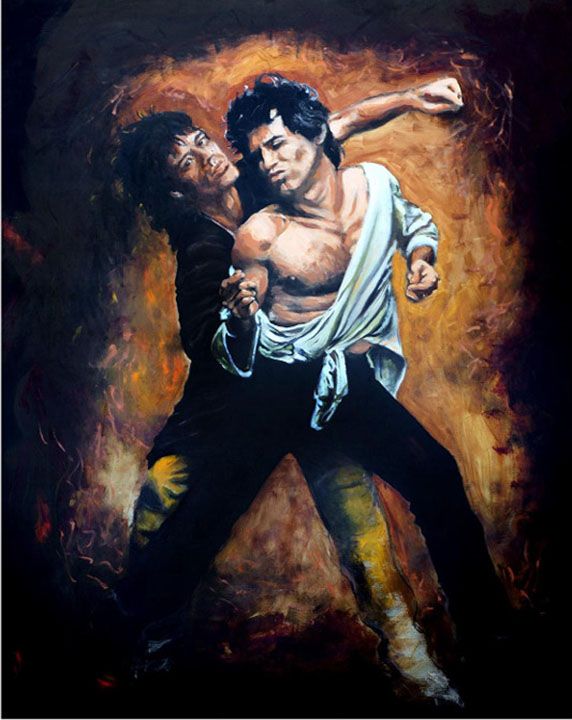 Ronnie Wood - Keith And Mick On Stac.E - Original Painting - Oil on Canvas